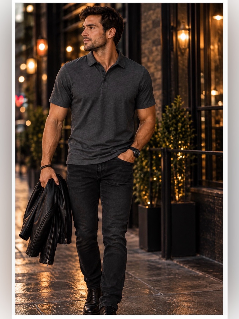 JACHS New York Men’s Charcoal Polo Shirt Large NWT Modern Minimalist